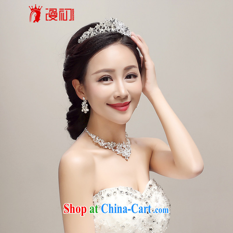 Early definition 2015 new bride's crown necklace earrings 3-Piece wedding dresses accessories wedding supplies white, diffuse, and shopping on the Internet