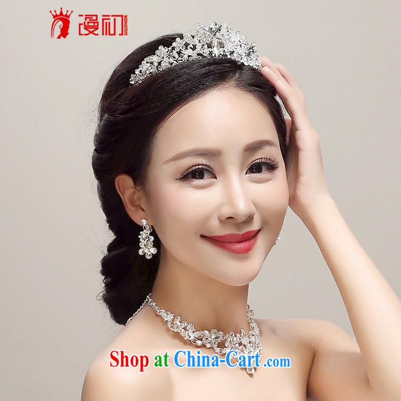 Early definition 2015 new bride's crown necklace earrings 3-Piece wedding dresses accessories wedding supplies white, diffuse, and shopping on the Internet