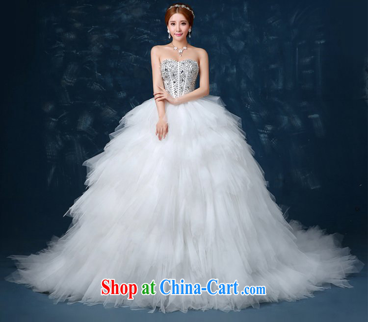 Ting Beverly wedding dresses spring 2015 new Korean-style bride's bare chest parquet drill tail wedding summer feathers graphics thin with white beauty XXL pictures, price, brand platters! Elections are good character, the national distribution, so why buy now enjoy more preferential! Health