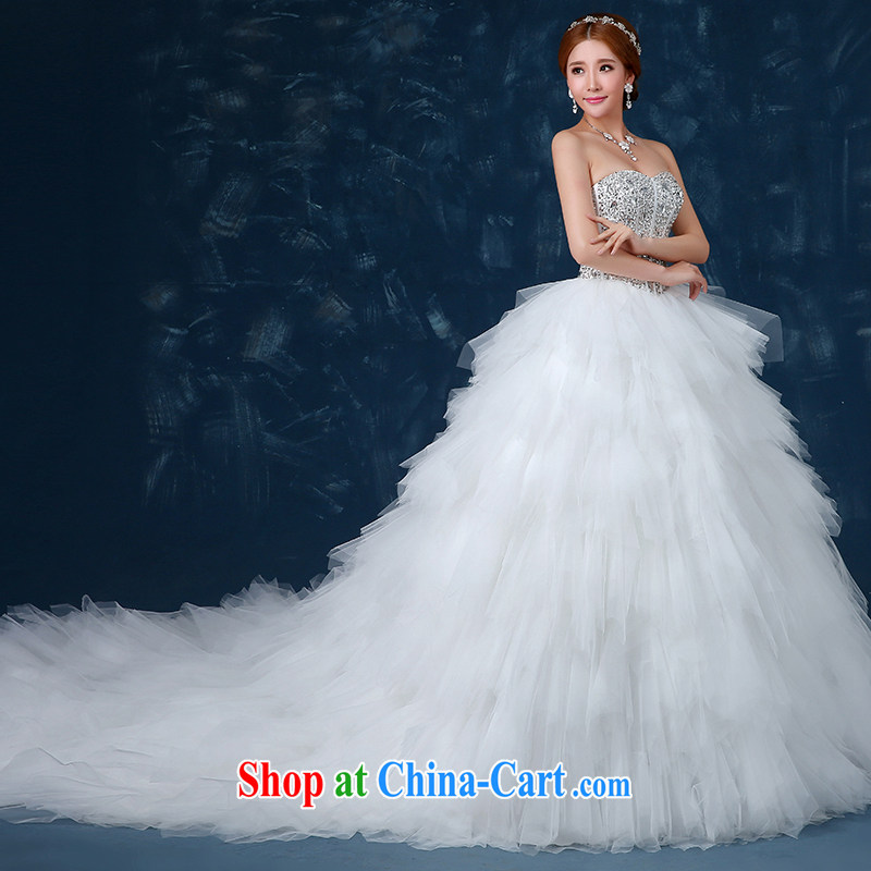 Ting Beverly wedding dresses spring 2015 new Korean-style bride's bare chest parquet drill tail wedding summer feathers graphics thin with white beauty XXL Ting, Beverly (tingbeier), online shopping
