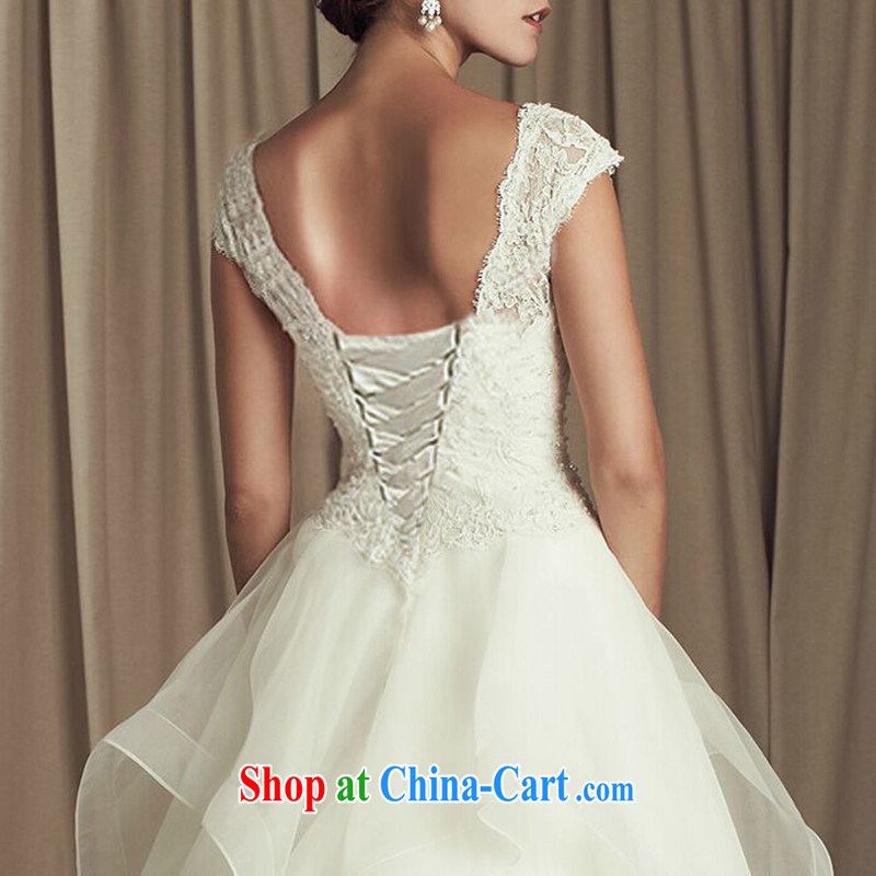 Honey, bride new lace luxurious tail wedding in Europe and America for V shoulders cultivating graphics thin wedding bridal wedding dress 2015 new white XXL, honey, bride, shopping on the Internet