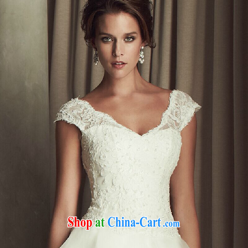 Honey, bride new lace luxurious tail wedding in Europe and America for V shoulders cultivating graphics thin wedding bridal wedding dress 2015 new white XXL, honey, bride, shopping on the Internet