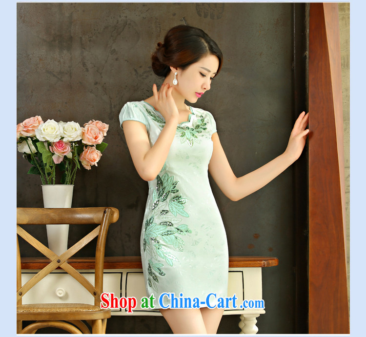 Real-time concept 2015 summer improved female cheongsam dress retro Beauty Day-short cheongsam dress, green XL pictures, price, brand platters! Elections are good character, the national distribution, so why buy now enjoy more preferential! Health