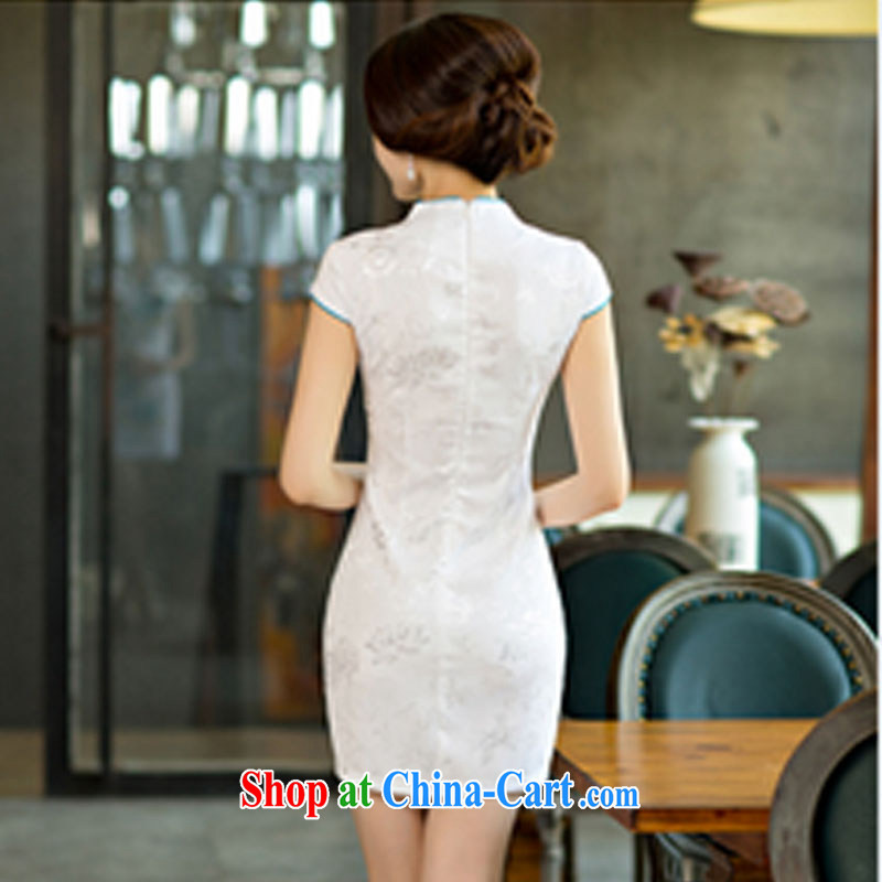 Real-time concept 2015 summer improved female cheongsam dress retro beauty everyday dresses, short dress green XL, International tiger, shopping on the Internet