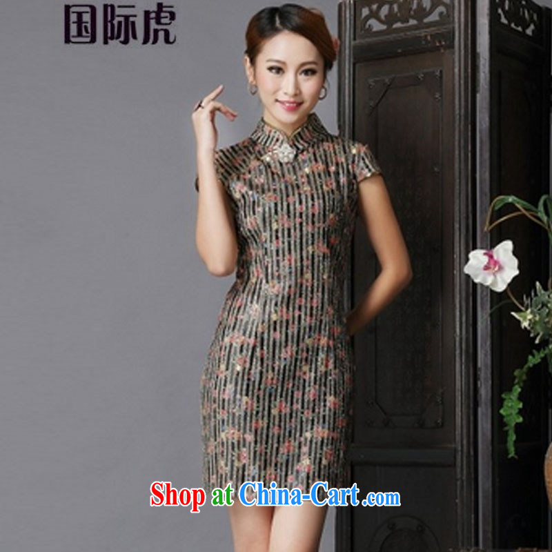 2015 new show annual marriage dresses retro improved floral bows serving daily short dresses of red XL, International tiger, shopping on the Internet