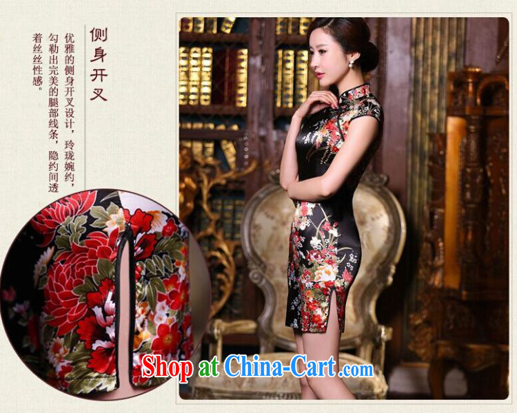 2015 new summer cheongsam dress Everyday Women retro improved stylish beauty summer short, silk cheongsam dress black saffron XL pictures, price, brand platters! Elections are good character, the national distribution, so why buy now enjoy more preferential! Health
