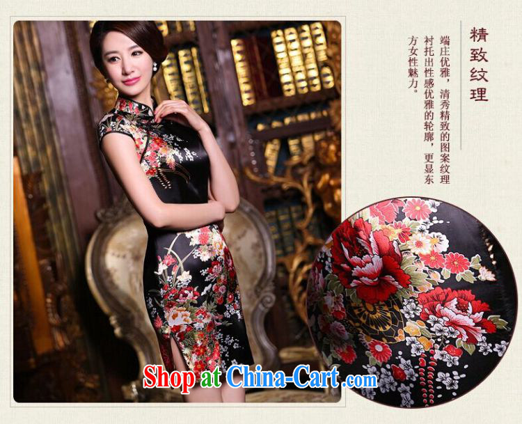 2015 new summer cheongsam dress Everyday Women retro improved stylish beauty summer short, silk cheongsam dress black saffron XL pictures, price, brand platters! Elections are good character, the national distribution, so why buy now enjoy more preferential! Health