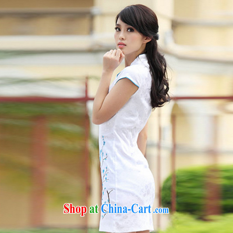 China wind embroidery summer cheongsam dress improved stylish dresses sexy dresses replica black-and-white XL, the tiger, and, on-line shopping