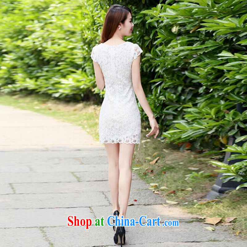 2015 new summer retro elegant Ethnic Wind daily improved Stylish Girl lace cheongsam dress white XL, the tiger, and shopping on the Internet