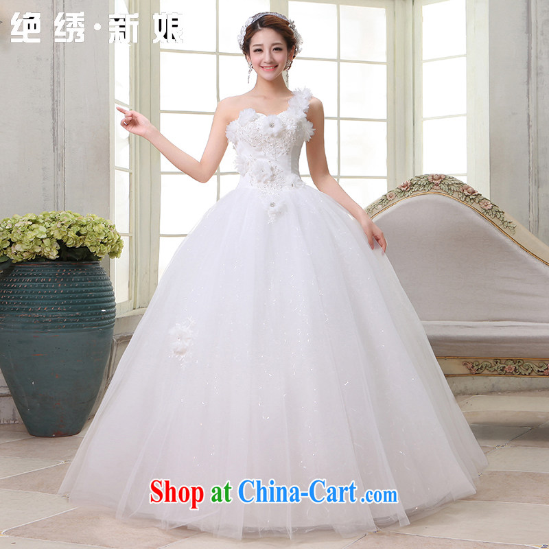 There is embroidery bridal wedding wedding dresses 2015 new is the shoulder aligned with flowers to Korean Princess straps, white tailored is not returned.