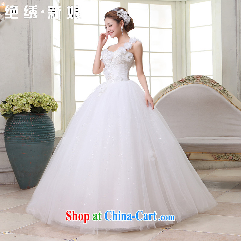 There is embroidery bridal wedding wedding dresses 2015 new is the shoulder with flowers to Korean Princess straps, white tailored is not final, embroidered bridal, shopping on the Internet