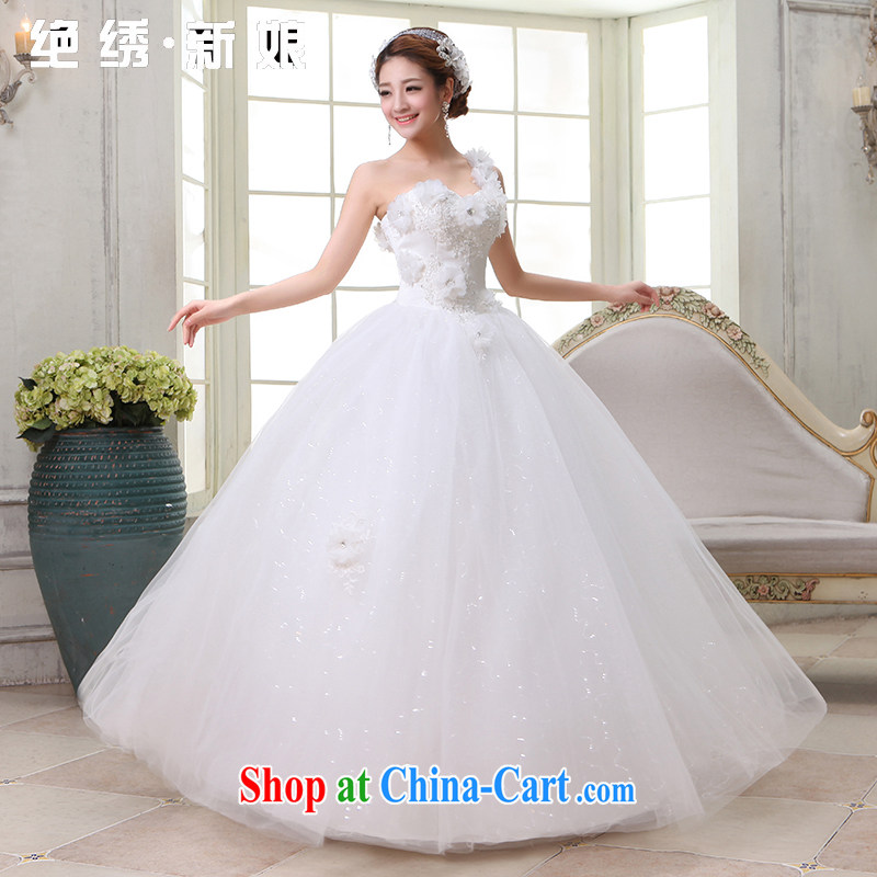 There is embroidery bridal wedding wedding dresses 2015 new is the shoulder with flowers to Korean Princess straps, white tailored is not final, embroidered bridal, shopping on the Internet