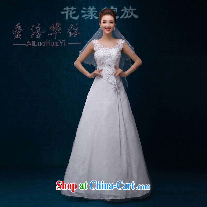 2015 new European and American style double-shoulder A Field dress lace-wood drill with flowers white wedding wedding dresses girls summer white. Do not return does not switch