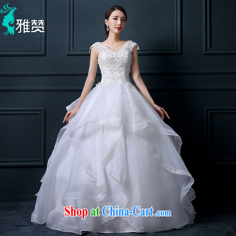 James Chan, Japan, and South Korea wedding dresses shoulders summer 2015 new lace beauty bridal with Pearl Princess shaggy dress white M