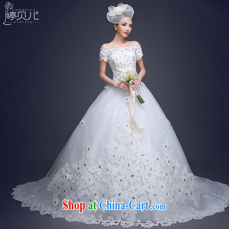 Addis Ababa Ting-field shoulder Deluxe tail bag shoulder bridal wedding dresses summer 2015 new large, satin-Korea crowsfoot wedding white XXL