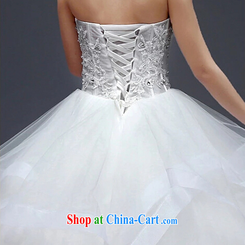 Yong-yan and wedding dresses 2015 spring and summer new bride married Mary Magdalene and stylish chest lace with minimalist Korea version shaggy skirts white. size is not final, and Yong-yan good offices, shopping on the Internet