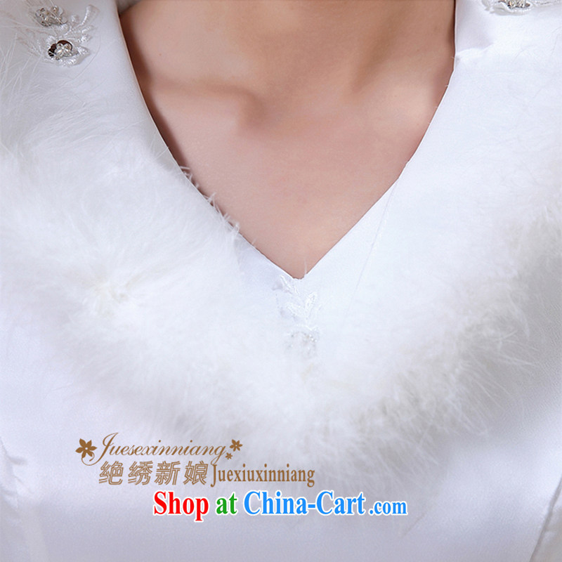 There is embroidery bridal winter hair style Korean long-sleeved the cotton field shoulder warm graphics thin wedding white tailored is not final and it is absolutely not a bride, and shopping on the Internet
