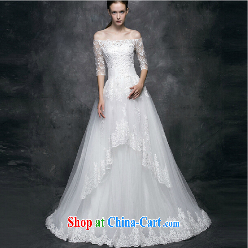 2015 new long-sleeved wedding dresses spring and summer-tail a Field shoulder Korean version of the greater code lace custom bridal wedding dresses white. size does not return not so Balaam, and shopping on the Internet