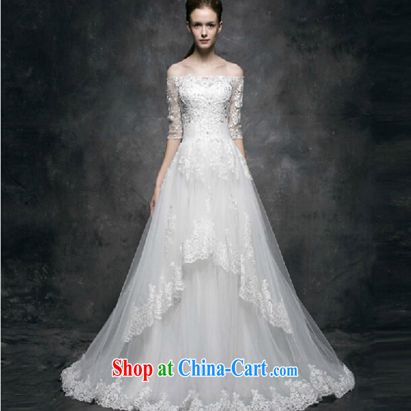 2015 new long-sleeved wedding dresses spring and summer-tail a Field shoulder Korean version of the greater code lace custom bridal wedding dresses white. size does not return not so Balaam, and shopping on the Internet