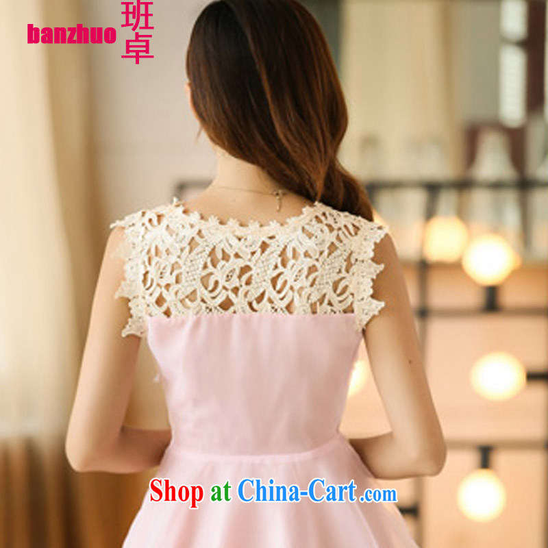 Class Cheuk-yan Fashionable dresses new Korean lace European root dress shaggy dress Princess dress sleeveless bridesmaid dress the dress pink XL, Cheuk-yan (banzhuo), online shopping