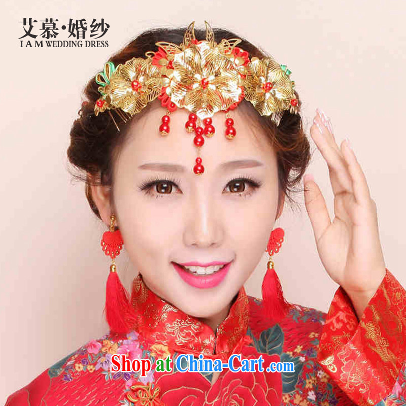 On the wedding bridal head-dress red wedding celebration, ornaments of Phoenix dress-su Wo dress and head-dress red