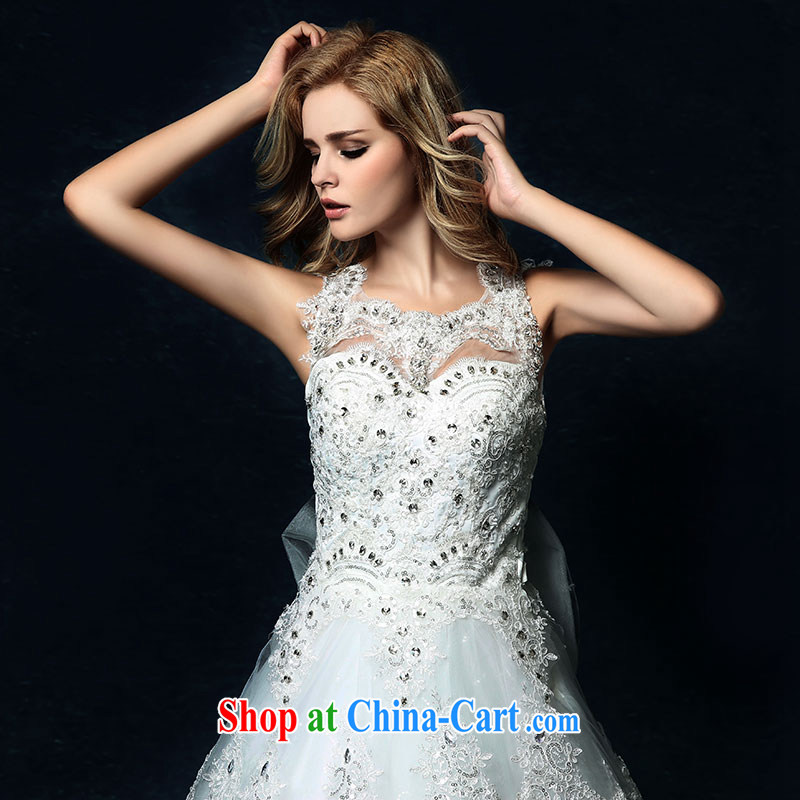 Jubilee 1000 bride 2015 spring and summer new dual-shoulder wedding dresses bride Korean-style terrace back lace the tail long white XL, 1000 Jubilee bride, shopping on the Internet