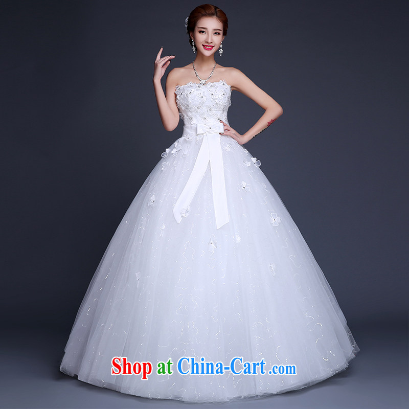 Qi wei summer 2015 new wedding dresses flowers bride's new Korean version with graphics thin wiped his chest bound beauty with a large, stylish wood drill white M