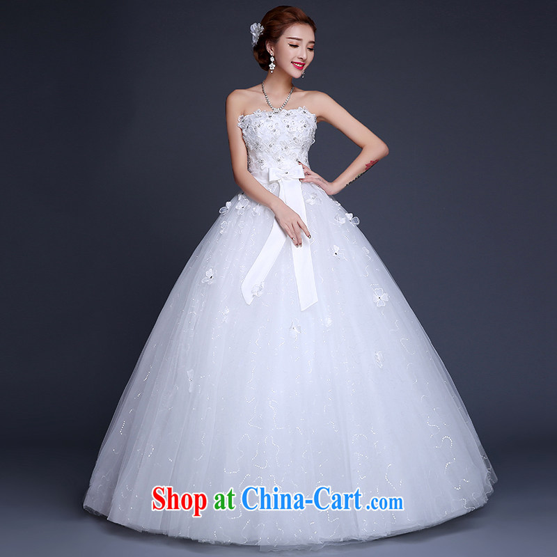Qi wei summer 2015 new wedding dresses flowers bridal new Korean version with graphics thin smears Beauty Chest tied with a large, stylish wood drill white M, Qi wei (QI WAVE), online shopping