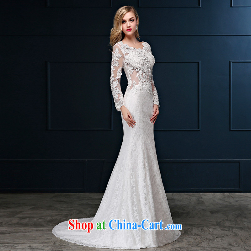 Summer 2015 new Korean lace package shoulder larger graphics thin beauty crowsfoot marriages tie-tail wedding dresses white M code 2-foot waist Suzhou shipment and it is absolutely not a bride, shopping on the Internet