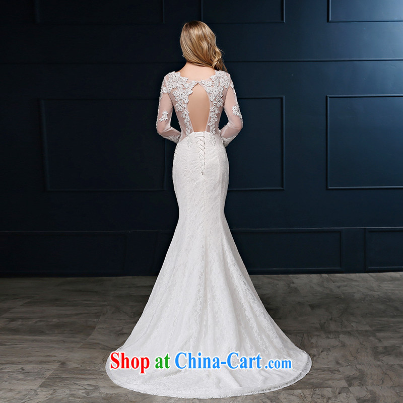 Summer 2015 new Korean lace package shoulder larger graphics thin beauty crowsfoot marriages tie-tail wedding dresses white M code 2-foot waist Suzhou shipment and it is absolutely not a bride, shopping on the Internet