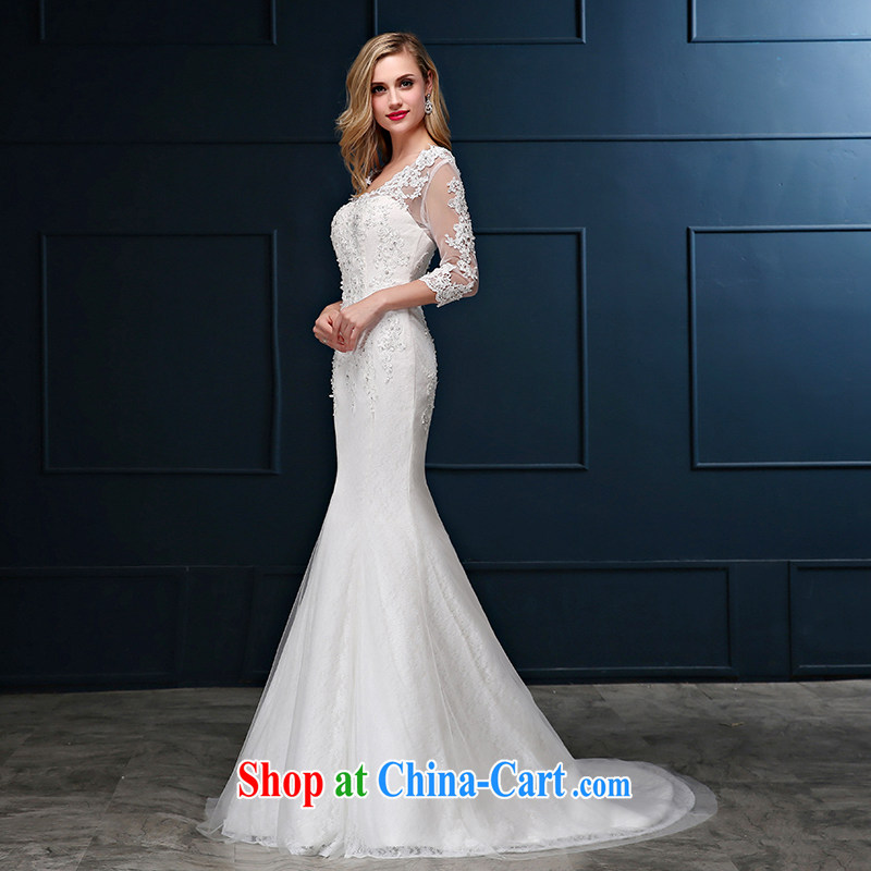 Summer 2015 new Korean lace package shoulder the code cultivating crowsfoot marriages cuff in small-tail wedding dresses white S code 1 feet 9 waist Suzhou shipment, it is no embroidery bridal, shopping on the Internet