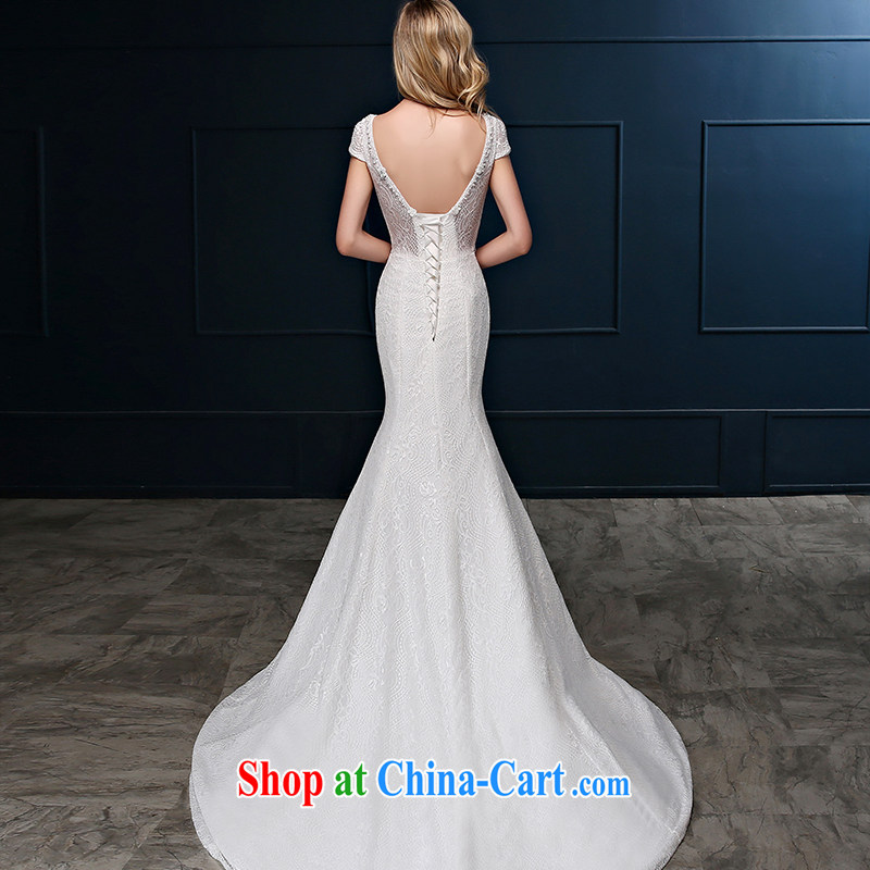 Summer 2015 new Korean-style double-shoulder the code graphics thin strap crowsfoot cultivating marriages cultivating tail wedding dresses white S code 1 feet 9 waist Suzhou shipping and it is absolutely not a bride, shopping on the Internet