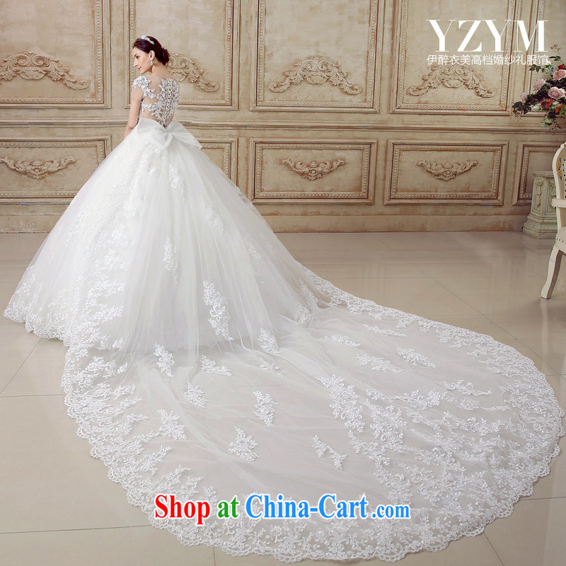 The drunk, the US bridal wedding dresses 2015 summer new short-sleeved sexy exposed back with wedding removable tail lace Openwork flowers wedding dresses tail custom, the drunken Yi Mei, shopping on the Internet