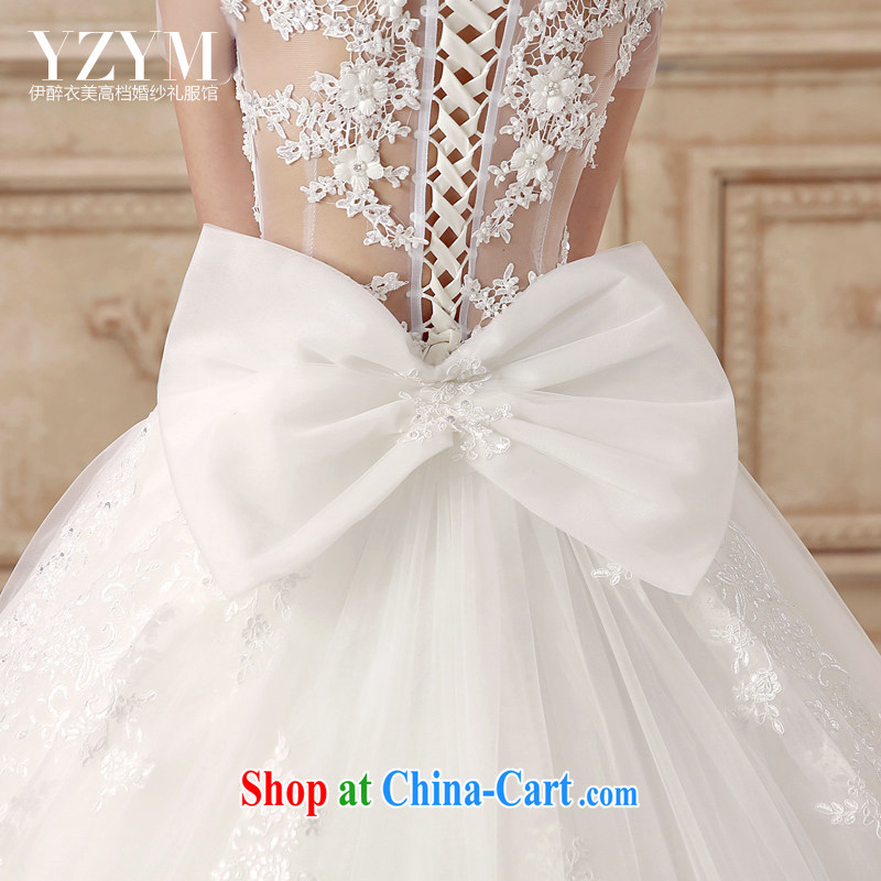 The drunk, the US bridal wedding dresses 2015 summer new short-sleeved sexy exposed back with wedding removable tail lace Openwork flowers wedding dresses tail custom, the drunken Yi Mei, shopping on the Internet