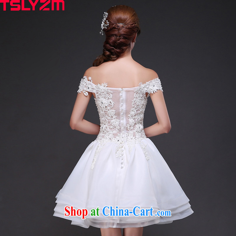 Tslyzm bridal short-field shoulder wedding dresses 2015 summer new fluoroscopy lace white Princess shaggy dress coin, A XXL, Tslyzm, shopping on the Internet