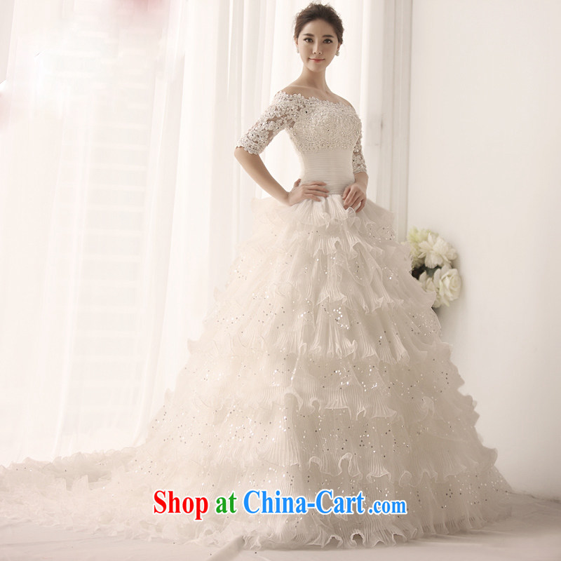 Garden 2015 new wedding dress, Japan, and South Korea wedding package shoulder cuff field shoulder wedding dresses shaggy dress Deluxe tail S 1391 ivory tail 60 CM 173 - M
