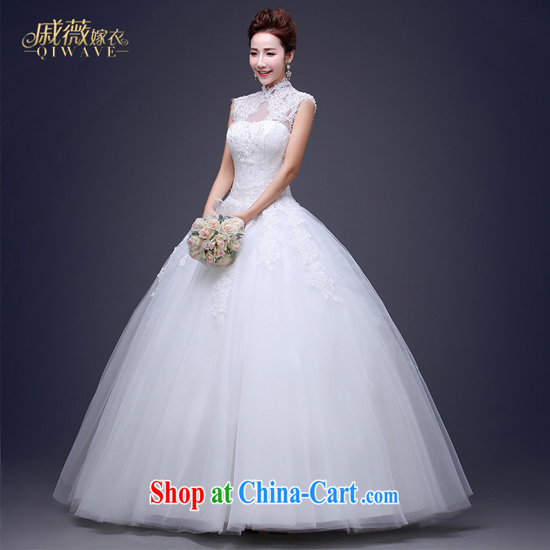 Ms Audrey EU Qi 2015 new wedding dresses package shoulder back exposed the collar strap retro a field shoulder with shaggy dress lace large code beauty wedding female white tailored plus $50, Qi wei (QI WAVE), online shopping