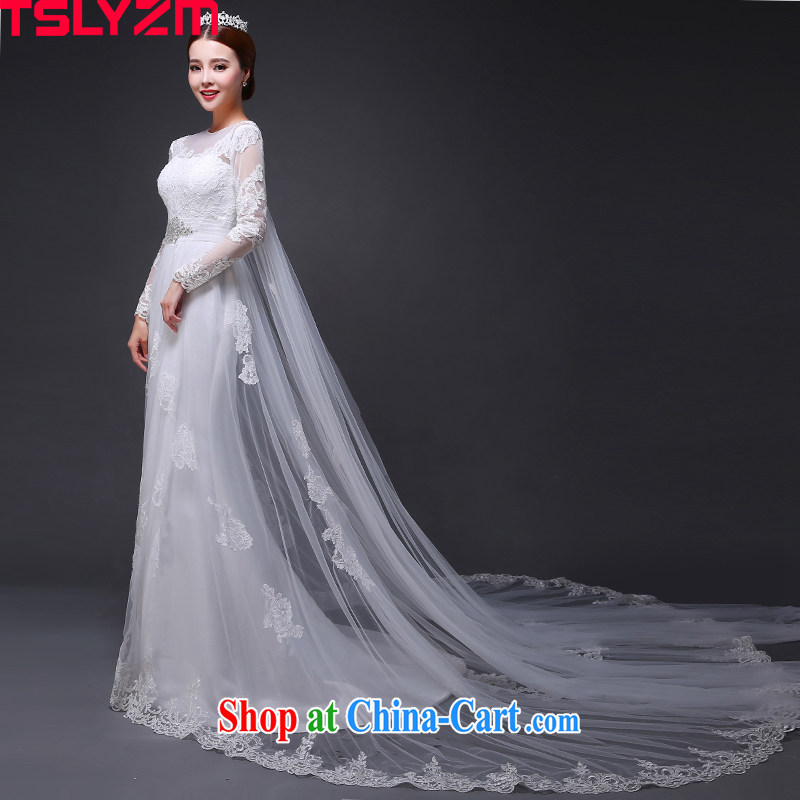 Tslyzm bridal lace crowsfoot wedding-tail 2015 summer new, spend manually insert drill similar long-sleeved fluoro wedding dress white XXL, Tslyzm, shopping on the Internet