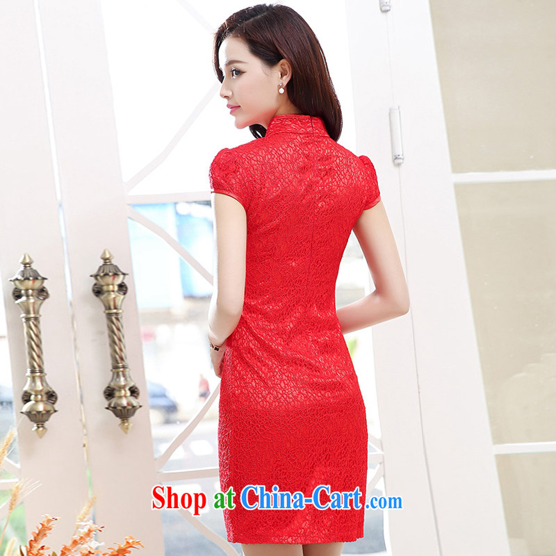 The Jordan 2015 new Korean Lace Embroidery antique dresses wedding short-sleeved dresses red XXL to Jordan (Xiangzuo), shopping on the Internet