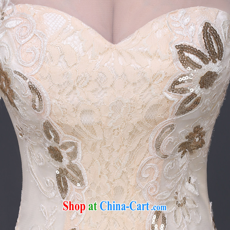 Jie MIA 2015 new stylish one shoulder-tail wedding dresses summer bride Mary Magdalene Beauty Chest graphics thin wedding summer champagne color XXL, Jake Mia, and shopping on the Internet