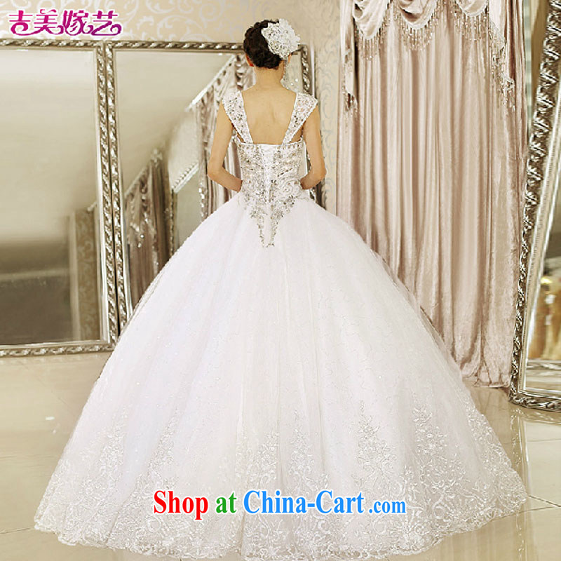 Jimmy married arts wedding dresses 2015 new Korean shoulders with shaggy dress with parquet drilling 7643 bridal wedding white L, Jimmy married arts, shopping on the Internet