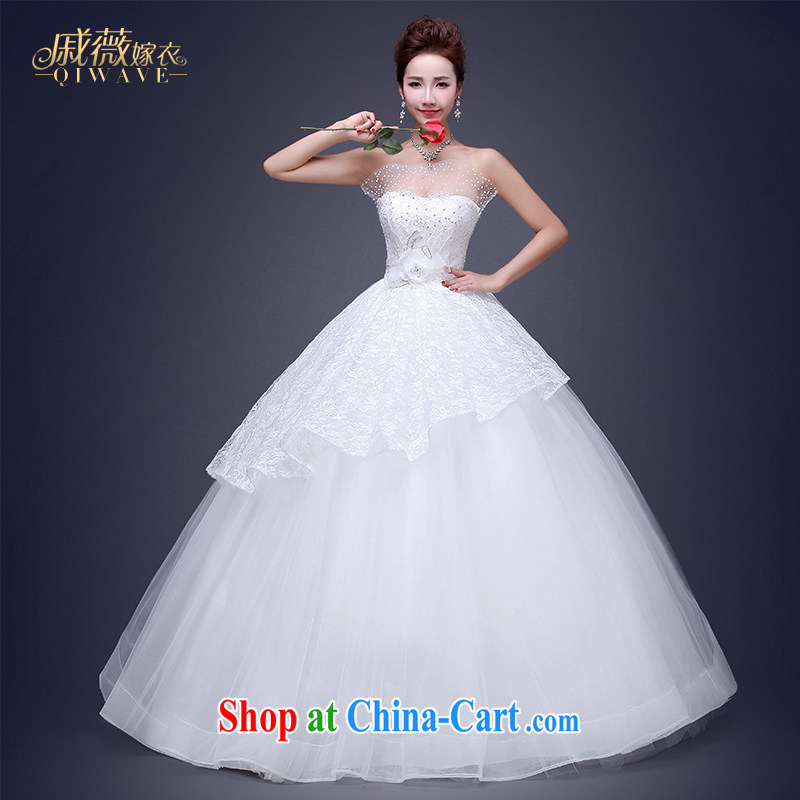 Ms Audrey EU Qi wedding dresses 2015 summer Korean bride's bare chest lace larger graphics thin marriage with tie wedding girls white custom plus _50