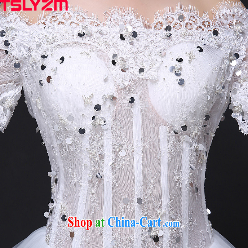 Tslyzm wedding wedding dresses and end with marriages Korean version with short-sleeve Princess shaggy dress 2015 new summer and autumn to align paragraph XXL B, Tslyzm, shopping on the Internet