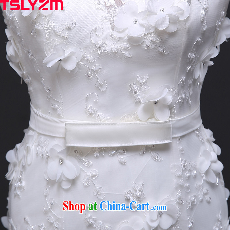 Tslyzm crowsfoot wedding dresses small drag and drop the new 2015 flower fairies round-collar long-sleeved Korean Beauty graphics thin Princess dress with XXL paragraph, Tslyzm, shopping on the Internet