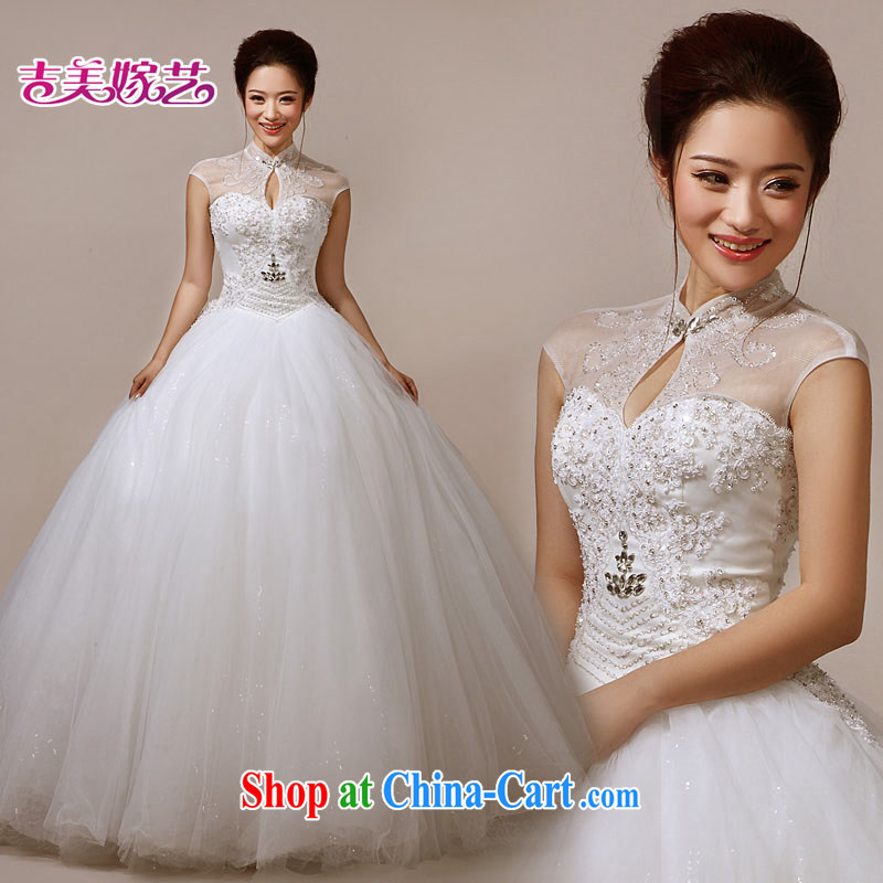 wedding dresses Jimmy married arts 2015 new bag shoulder shaggy dress with HS 7093 bridal wedding white S