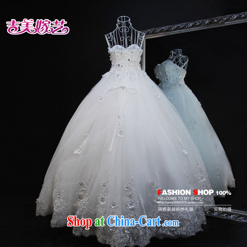 Jimmy married arts Korean version of the new, chest bare, flowers with bridal wedding dresses HS 744 bridal wedding white L, Jimmy married arts, shopping on the Internet