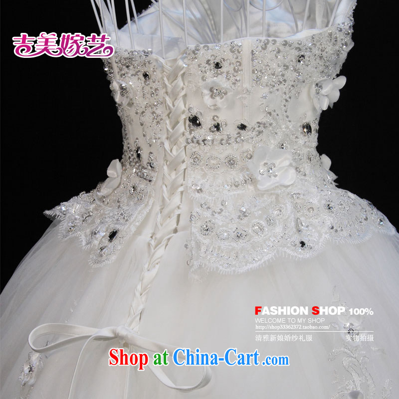 Jimmy married arts Korean version of the new, chest bare, flowers with bridal wedding dresses HS 744 bridal wedding white L, Jimmy married arts, shopping on the Internet