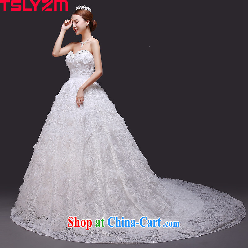 2015 Tslyzm new Mary Magdalene, chest and tail wedding summer bridal parquet drill flower fairies lace flowers wedding dresses skirt and white tail, XXL, Tslyzm, and shopping on the Internet