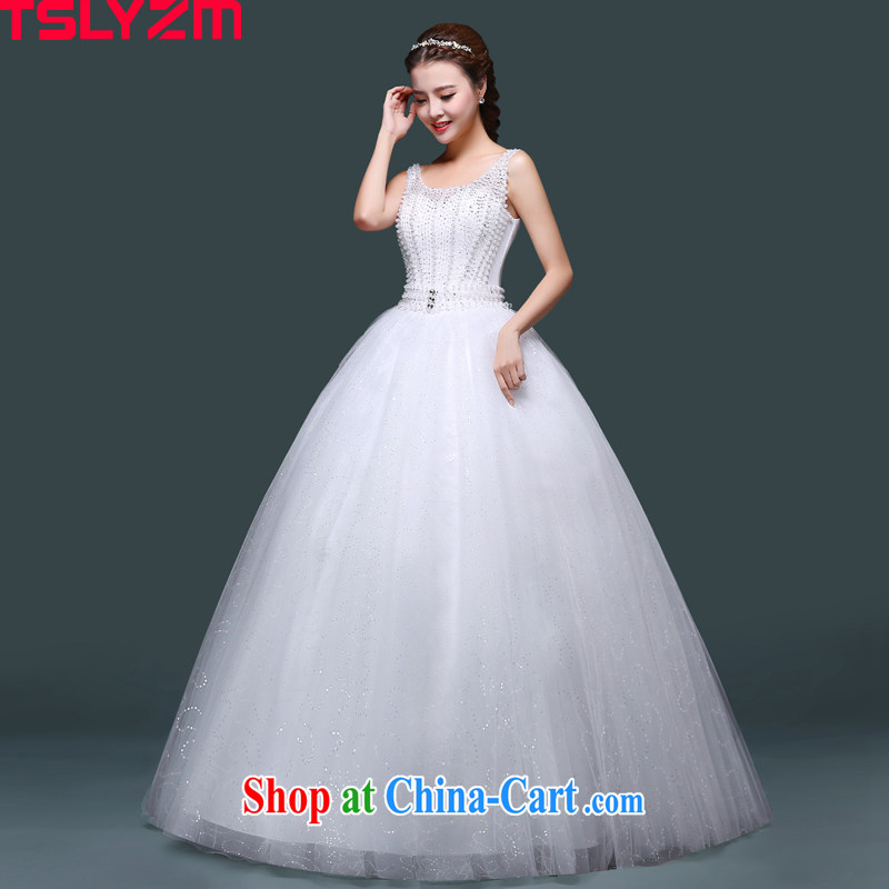 Tslyzm bridal wedding dresses 2015 new fluoroscopy shoulders with wedding dresses Korean video thin-waist white Pearl Princess shaggy dress summer white XXL, Tslyzm, shopping on the Internet
