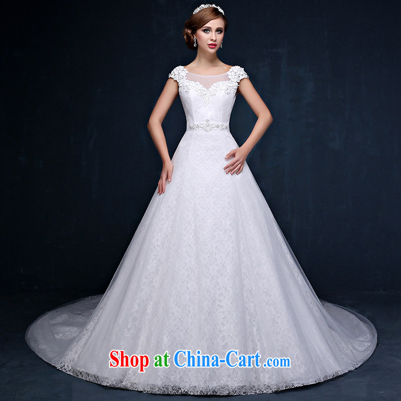 wedding dresses 2015 summer new Korean shoulders flowers larger graphics thin marriages tail wedding dresses white XXL (waist 2.4), Mrs Alexa Lam, and, shopping on the Internet